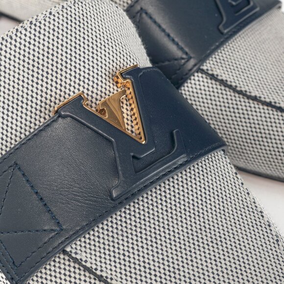 Louis Vuitton LV Mare White & Navy Open Back Loafers - Picture 8 of 11
